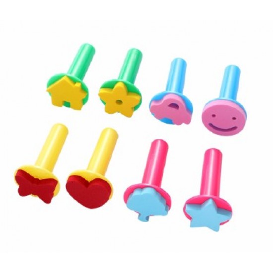 Set of 8 printed shapes, EVA rubber, plastic handle